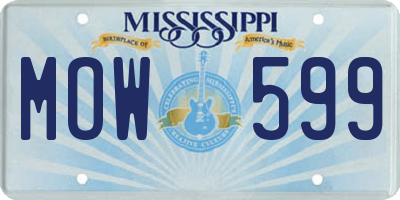 MS license plate MOW599