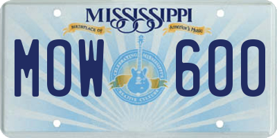 MS license plate MOW600