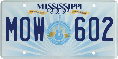 MS license plate MOW602