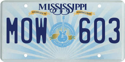 MS license plate MOW603