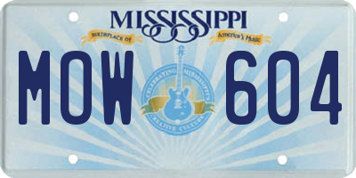 MS license plate MOW604