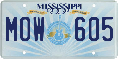 MS license plate MOW605