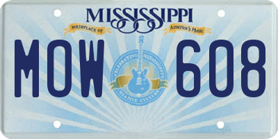 MS license plate MOW608