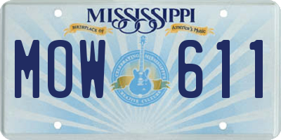 MS license plate MOW611