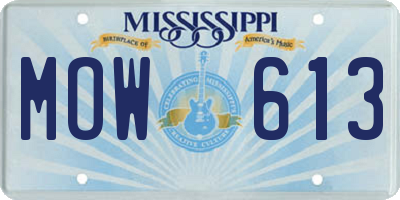 MS license plate MOW613