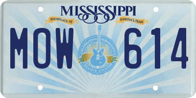 MS license plate MOW614