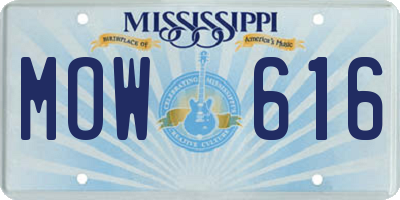 MS license plate MOW616