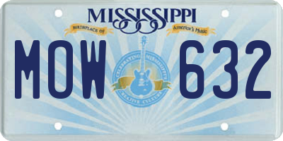 MS license plate MOW632