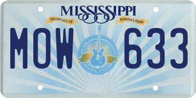 MS license plate MOW633