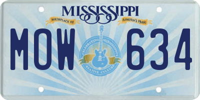 MS license plate MOW634