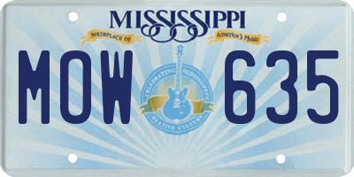 MS license plate MOW635
