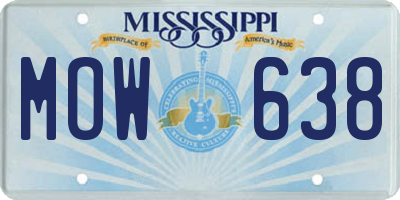 MS license plate MOW638