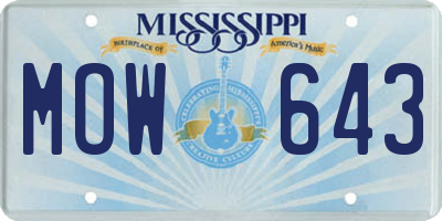 MS license plate MOW643
