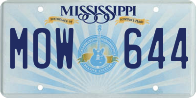 MS license plate MOW644