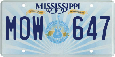 MS license plate MOW647