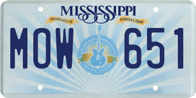 MS license plate MOW651