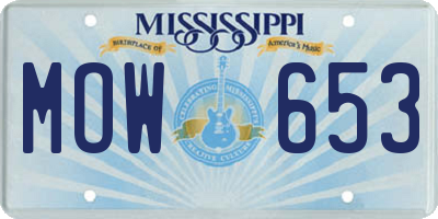 MS license plate MOW653