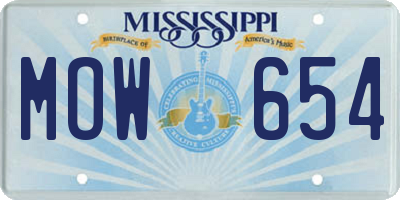 MS license plate MOW654