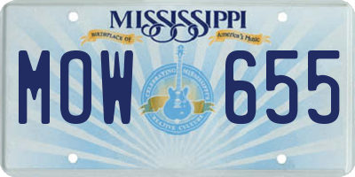 MS license plate MOW655