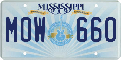MS license plate MOW660