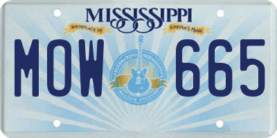 MS license plate MOW665