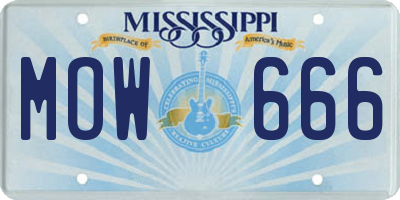 MS license plate MOW666