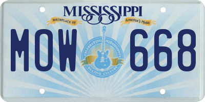 MS license plate MOW668