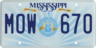 MS license plate MOW670