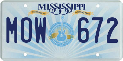 MS license plate MOW672