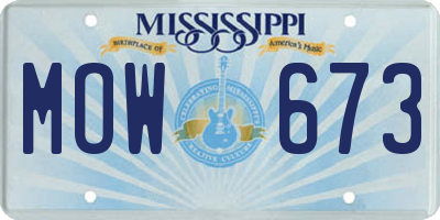 MS license plate MOW673