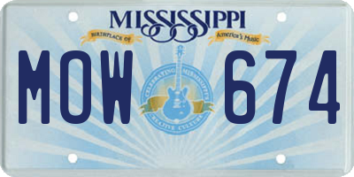 MS license plate MOW674