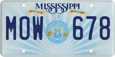 MS license plate MOW678
