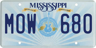 MS license plate MOW680