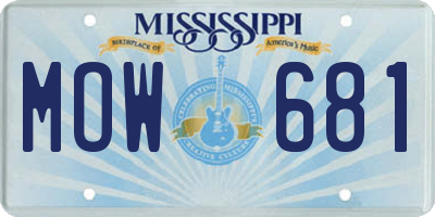 MS license plate MOW681