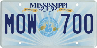 MS license plate MOW700