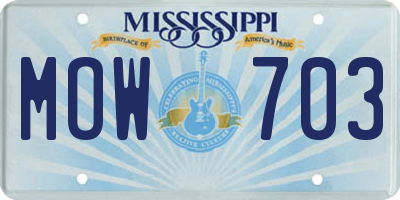 MS license plate MOW703