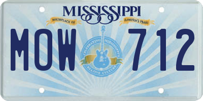 MS license plate MOW712
