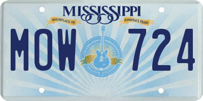MS license plate MOW724