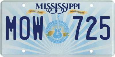MS license plate MOW725