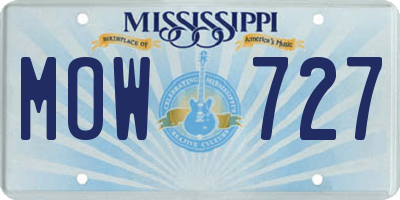 MS license plate MOW727