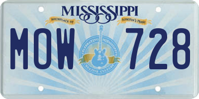 MS license plate MOW728