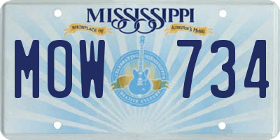 MS license plate MOW734