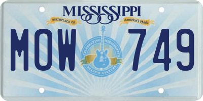 MS license plate MOW749