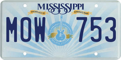 MS license plate MOW753
