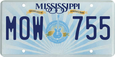 MS license plate MOW755