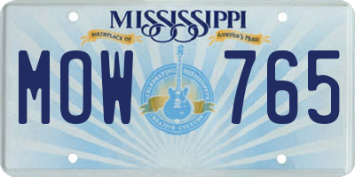 MS license plate MOW765