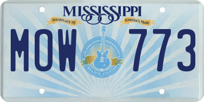 MS license plate MOW773