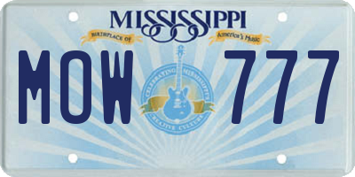 MS license plate MOW777