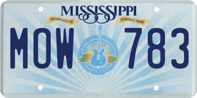 MS license plate MOW783