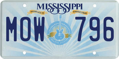 MS license plate MOW796